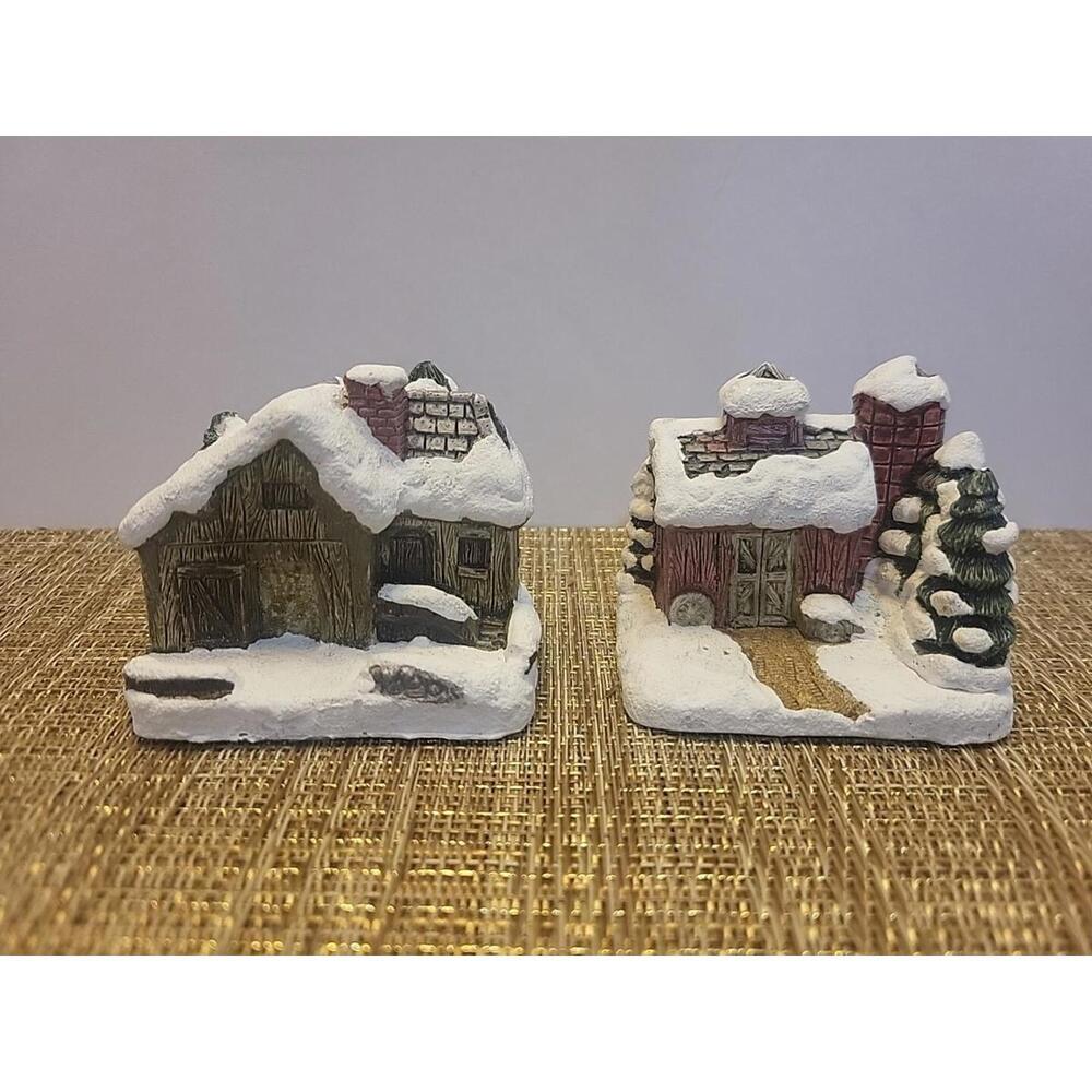 Lot of 2 American Rustic 1989 Miniature RSVP Blacksmith Shop & Barn with Silo